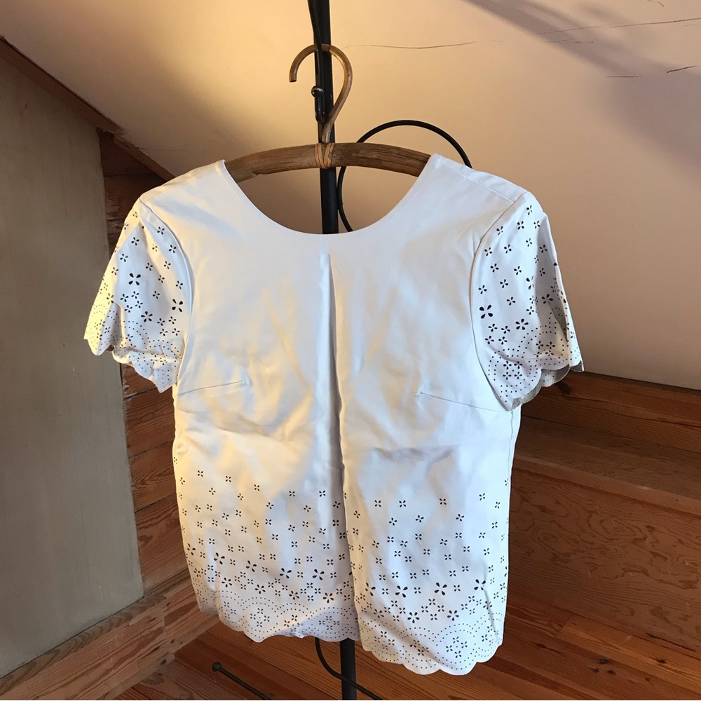 TopShop Cream Leather Cut Out Blouse, NWOT, 6